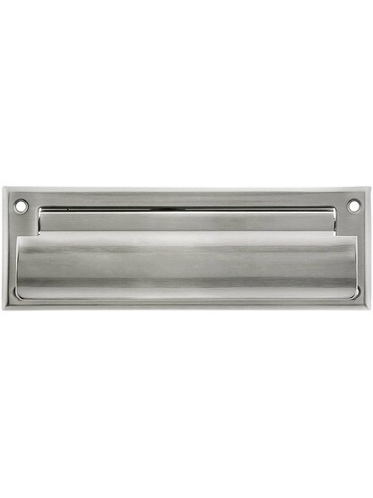 Solid Brass Letter Size Mail Slot Front Plate For Exterior Mounting in Satin Nickel.